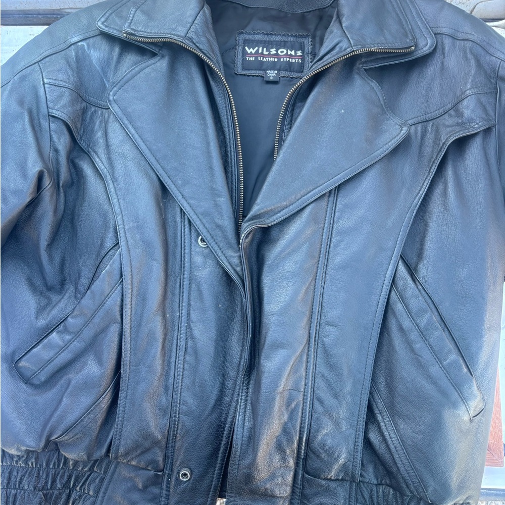 Vintage Wilson’s Biker Jacket with genuine leather vest matching patching